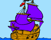 Disegno Barca  pitturato su mara