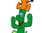 Disegno Cactus con il cappello  pitturato su monika