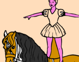 Disegno Trapezista in groppa al cavallo pitturato su lisa