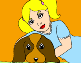 Disegno Bambina che abbraccia il suo cagnolino  pitturato su carla 14