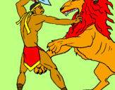 Disegno Gladiatore contro un leone pitturato su lorenzo pisu
