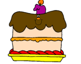 Disegno Torta di compleanno  pitturato su sara