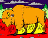 Disegno Bufalo  pitturato su tirannosauro