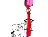 Disegno Molare e spazzolino da denti pitturato su sara