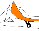 Disegno Paesaggio con le piramidi  pitturato su kj