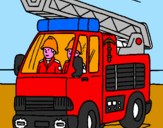 Disegno Camion dei Pompieri  pitturato su CAMION POMPIERI 1