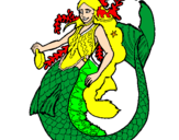 Disegno Sirena con una lunga chioma pitturato su la  sirena