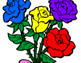 Disegno Mazzo di rose  pitturato su patty