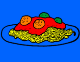 Disegno Spaghetti al ragù  pitturato su eleo.nora