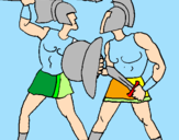 Disegno Lotta di gladiatori  pitturato su nahuel e thiago