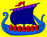 Disegno Barca vikinga  pitturato su giovanni