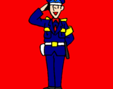 Disegno Poliziotto che saluta  pitturato su EDO