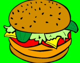 Disegno Hamburger completo  pitturato su ALBERTO T
