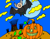 Disegno Halloween paesaggio pitturato su ZUCCHETTA