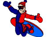 Disegno Salto con lo snowboard pitturato su deomenico