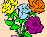 Disegno Mazzo di rose  pitturato su eva