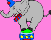 Disegno Elefante sulla palla  pitturato su gluglu
