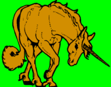 Disegno Unicorno brado  pitturato su marco tremolada
