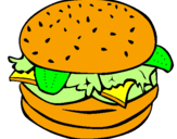 Disegno Hamburger completo  pitturato su GIADA