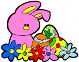 Disegno Coniglietto di Pasqua  pitturato su g