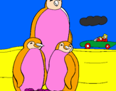 Disegno Famiglia pinguino  pitturato su Ludovica 06
