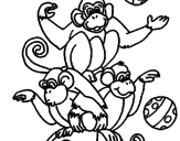 Disegno Scimmie giocoliere pitturato su fff