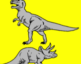 Disegno Triceratops e Tyrannosaurus Rex pitturato su enrico