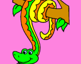 Disegno Serpente avvinghiata ad un albero  pitturato su Massimo C