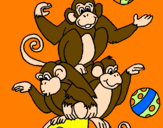 Disegno Scimmie giocoliere pitturato su anna