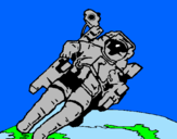 Disegno Astronauta nello spazio  pitturato su matteo98