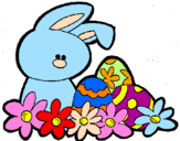Disegno Coniglietto di Pasqua  pitturato su patti