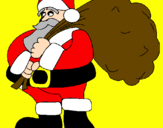 Disegno Babbo Natale e il suo sacco di regali pitturato su fabio