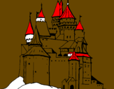 Disegno Castello medievale  pitturato su marco  d