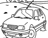 Disegno Auto sulla strada  pitturato su jeep