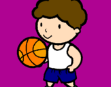 Disegno Giocatore di pallacanestro  pitturato su sara