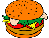 Disegno Hamburger completo  pitturato su simo