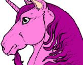 Disegno Testa di unicorno  pitturato su greta