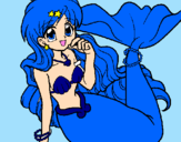 Disegno Sirena pitturato su sara