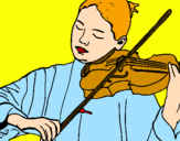 Disegno Violinista  pitturato su mery