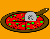 Disegno Pizza pitturato su giovanni