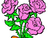 Disegno Mazzo di rose  pitturato su alessia