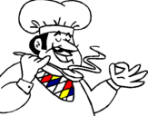 Disegno Lassaggio dello chef pitturato su cuoco