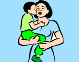 Disegno Bacio materno  pitturato su miki