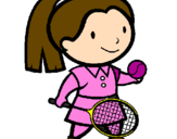 Disegno Ragazza che gioca a tennis  pitturato su giada g.