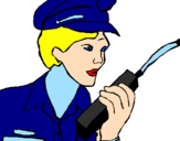 Disegno Polizia con il walkie talkie pitturato su Gianluca Iaccarino