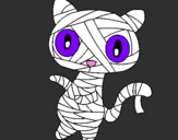 Disegno Mummia gatto scaraboechio pitturato su lalla