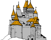 Disegno Castello medievale  pitturato su tommy