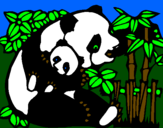 Disegno Mamma panda  pitturato su alessia