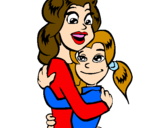 Disegno Madre e figlia abbracciate pitturato su Giulia