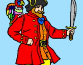 Disegno Pirata con il pappagallo  pitturato su giò